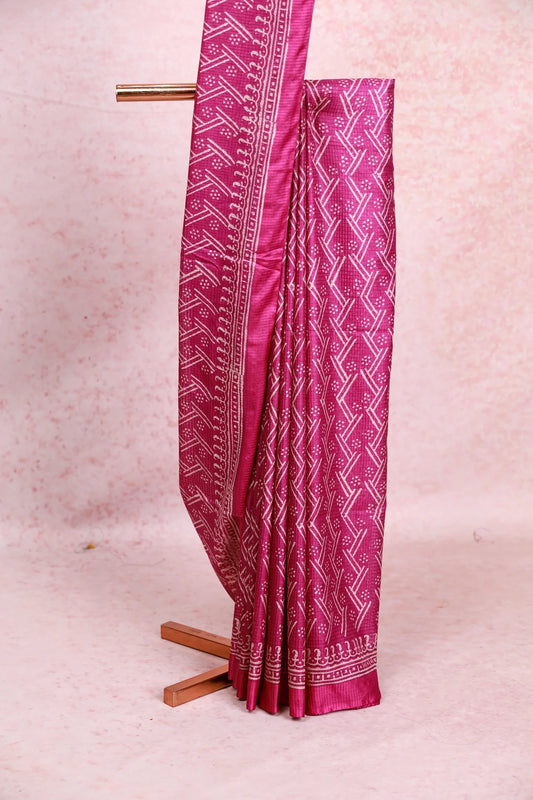 Dark Lavender Semi Tussar Saree