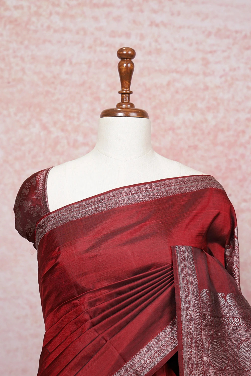 Dark Maroon Kancheepuram Silk Saree - Seematti