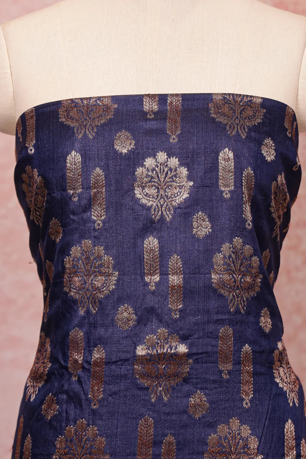 Dark Navy Blue Hand Work Unstitched Churidhar Material