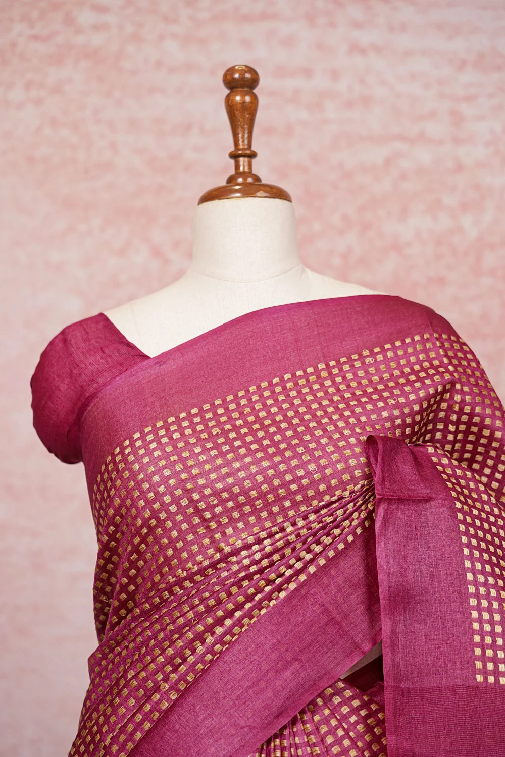 Dark Onion Color Tussar Silk Saree - Seematti