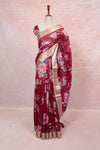 Dark Onion Pink Semi Jute Saree - Seematti
