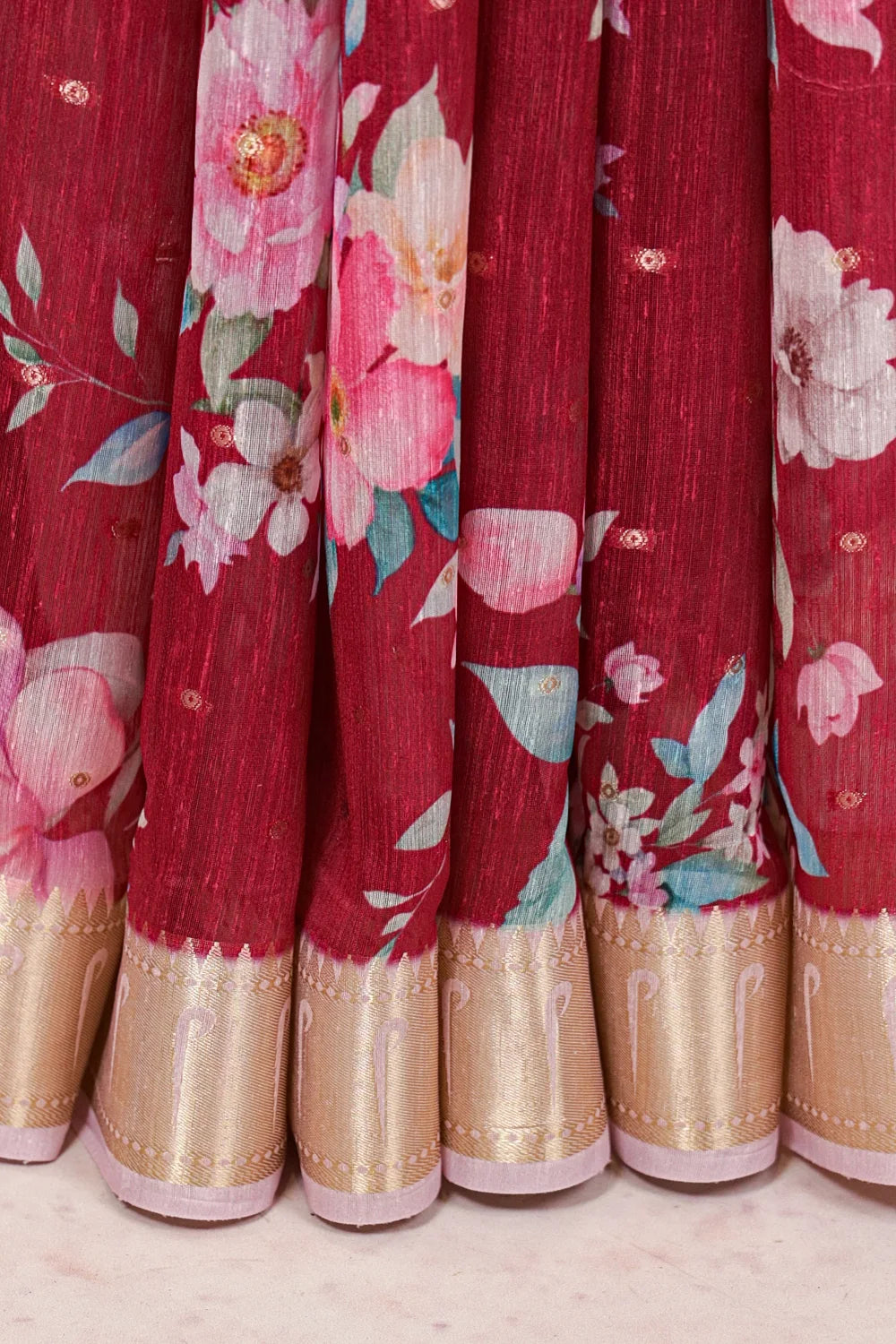 Dark Onion Pink Semi Jute Saree - Seematti