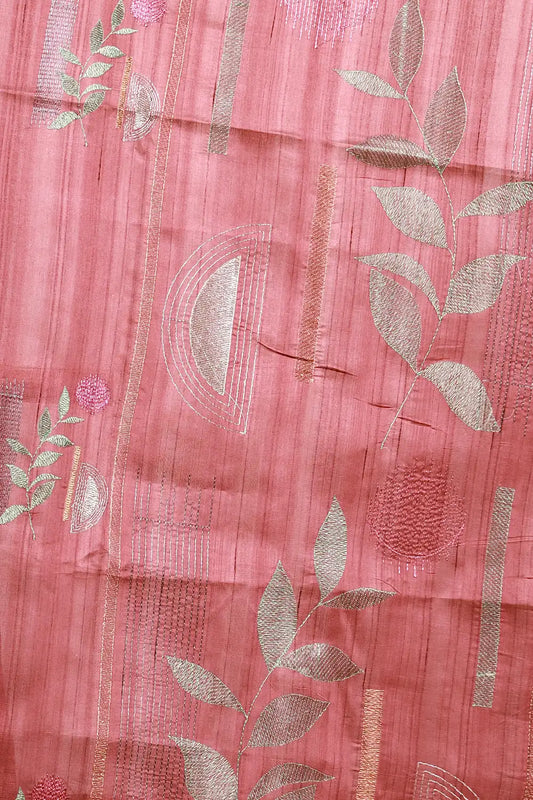 Dark Onion Pink Semi Tussar Saree