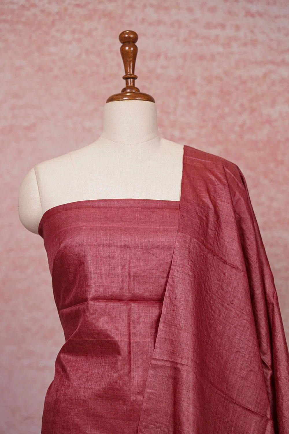 Dark Onion Pink Tussar Plain Body Un Stitched Churidhar Material - Seematti