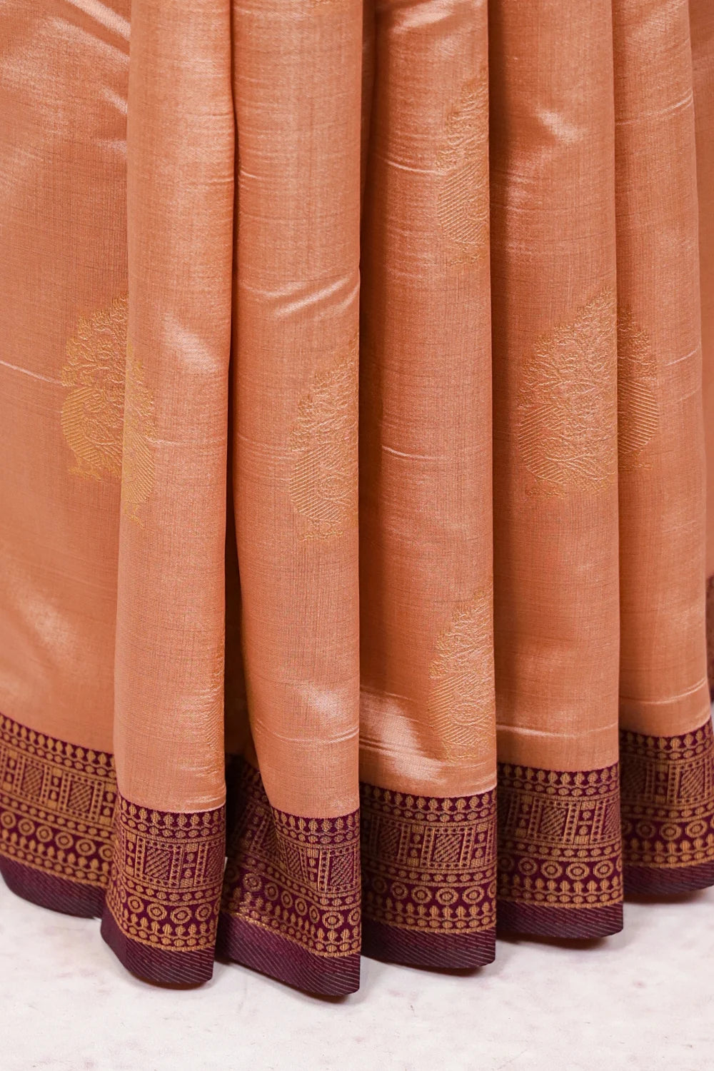 Dark Peach Semi Silk Saree - Seematti