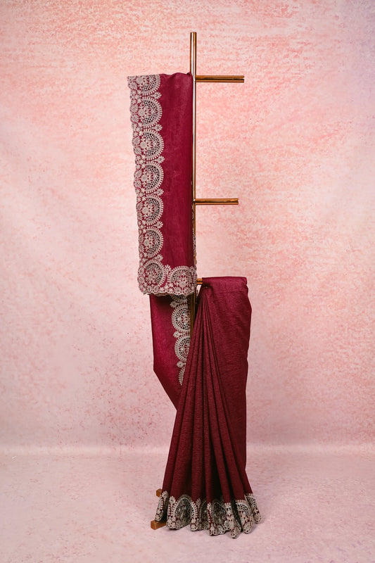 Dark Purple Crush Organza Saree