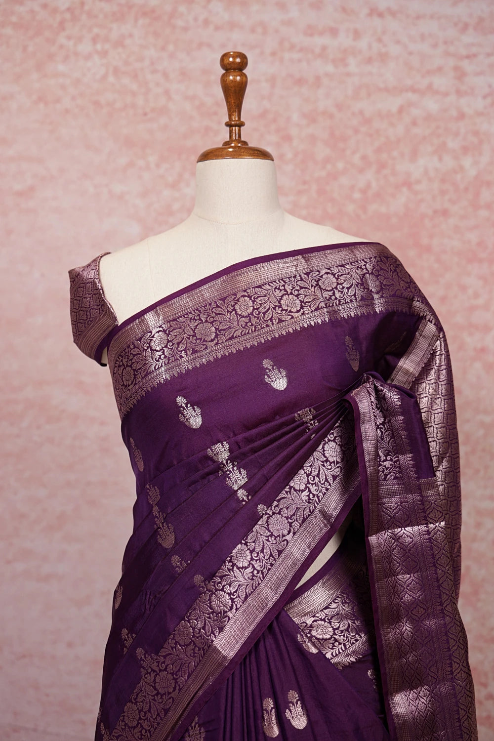 Dark Purple Semi Banarasi Saree