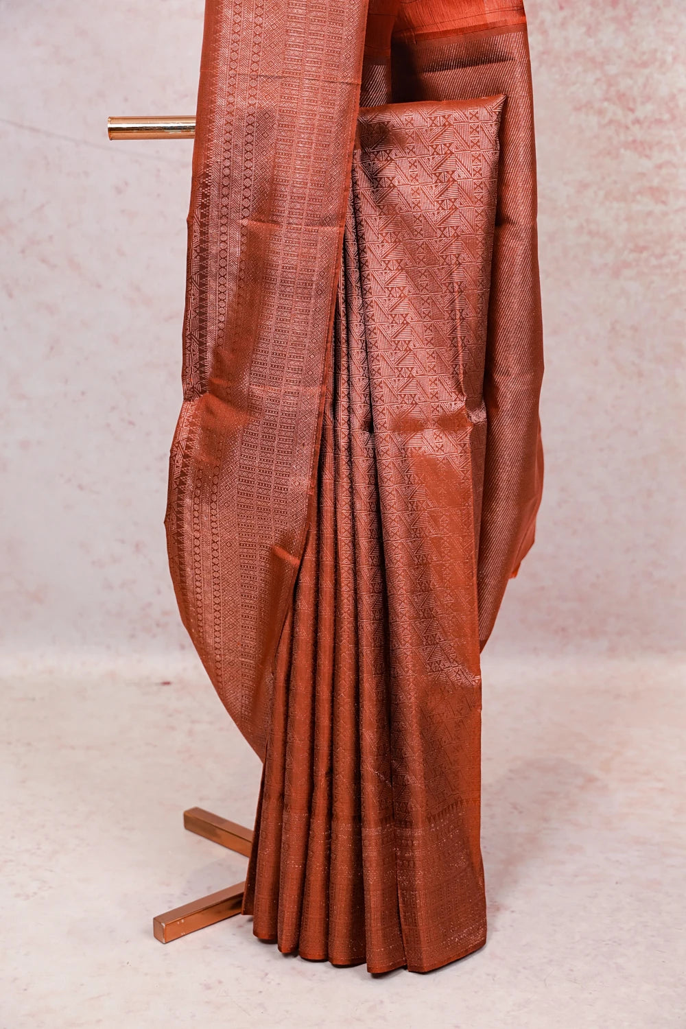 Dark Rust Kancheepuram Silk Saree - Seematti