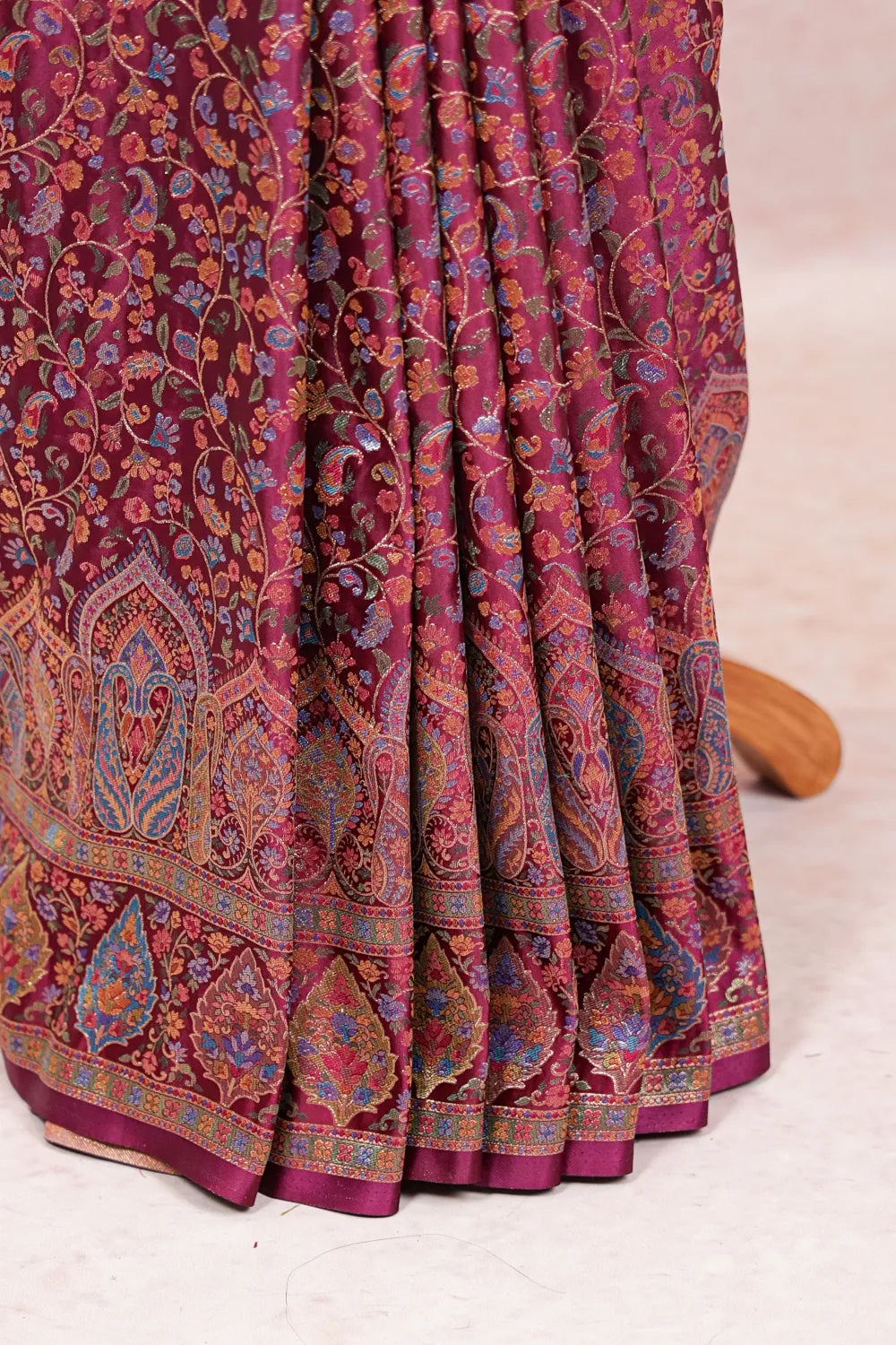 Dark Wine Banarasi Silk Saree