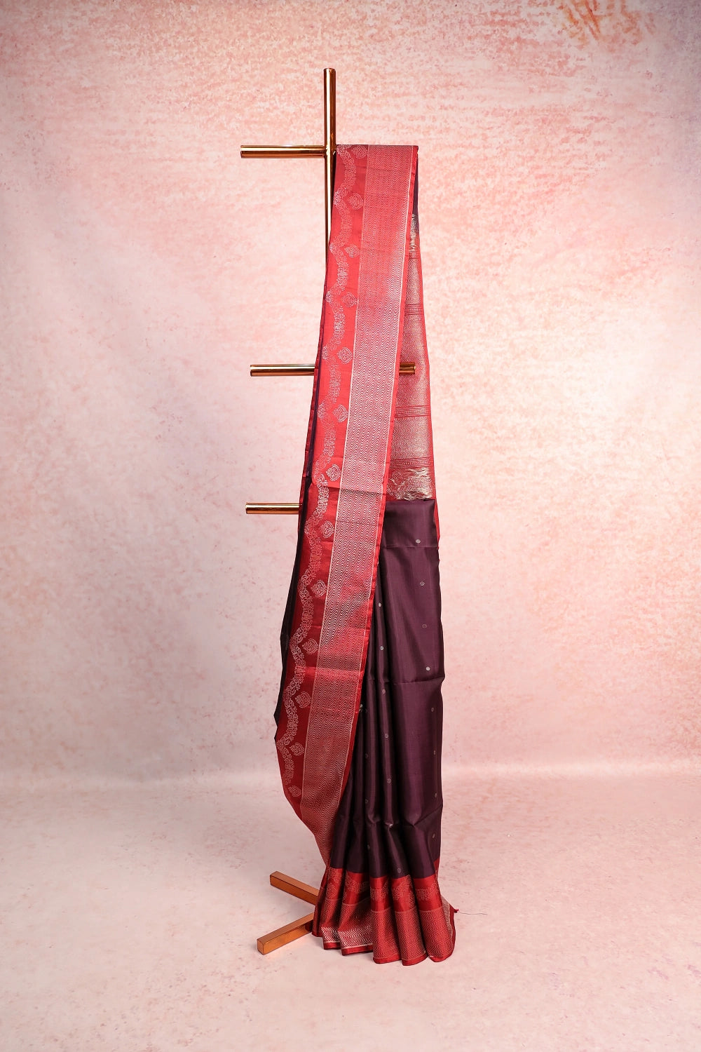 Dark Wine Kancheepuram Soft Silk Saree