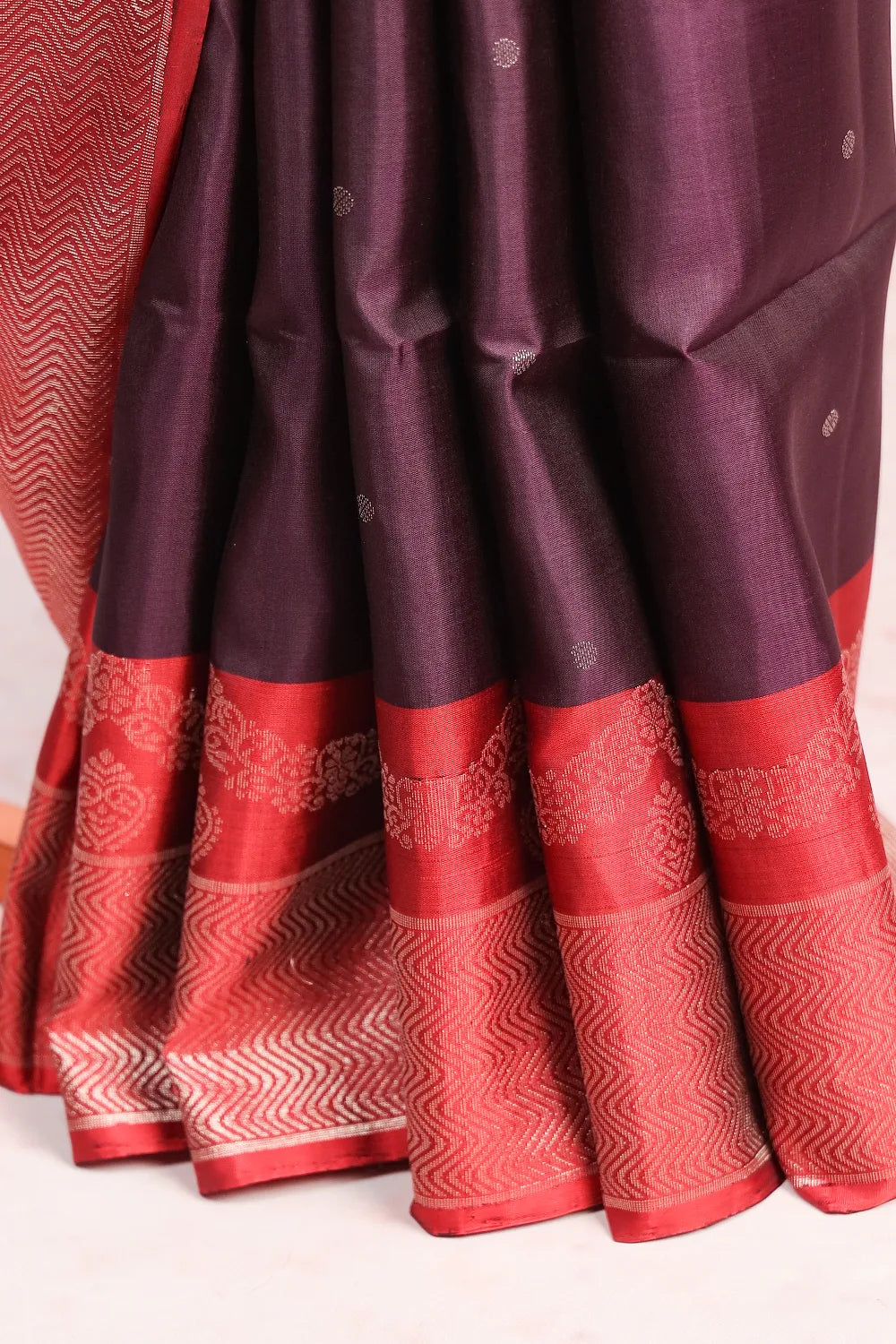 Dark Wine Kancheepuram Soft Silk Saree