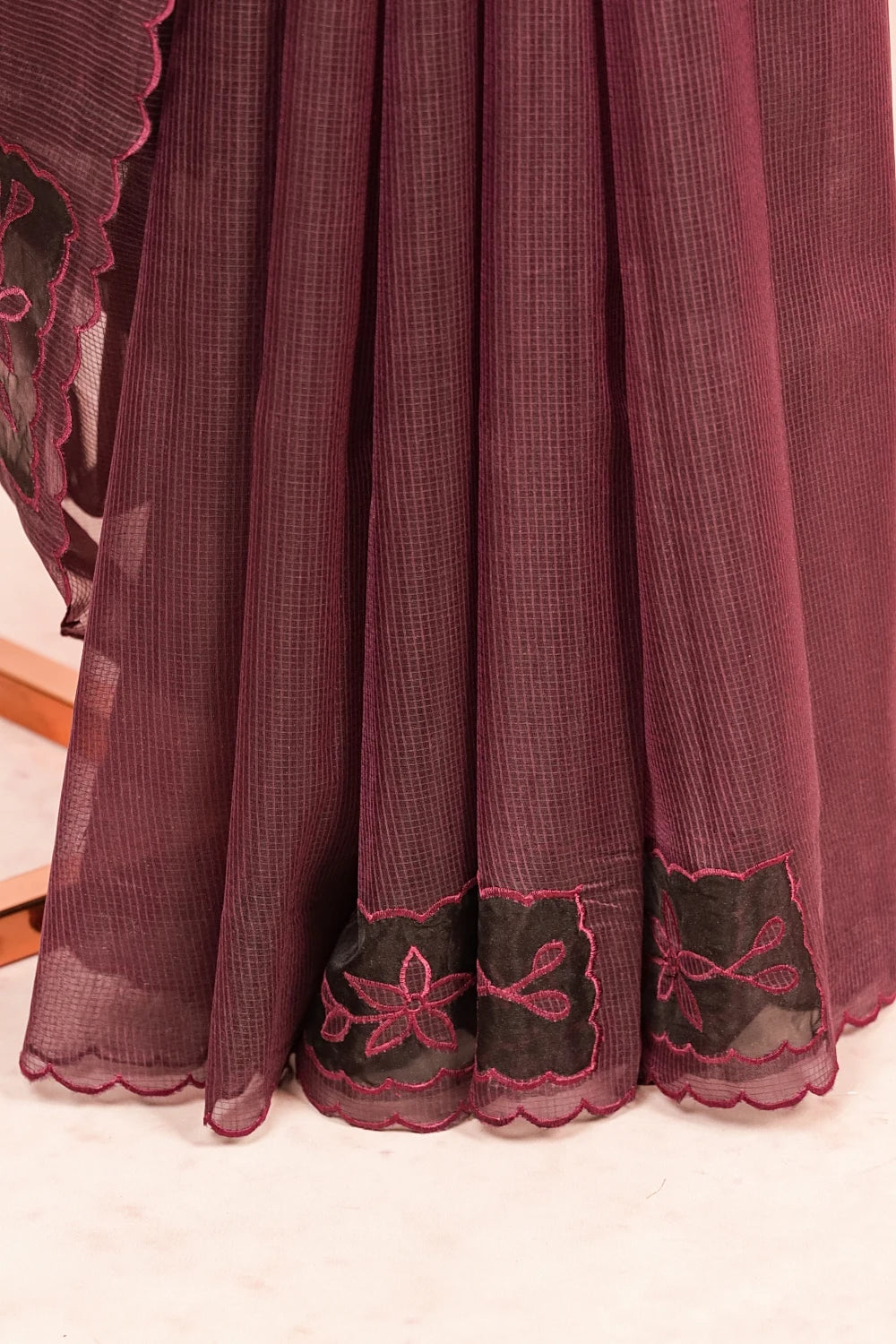 Dark Wine Net Kota Saree