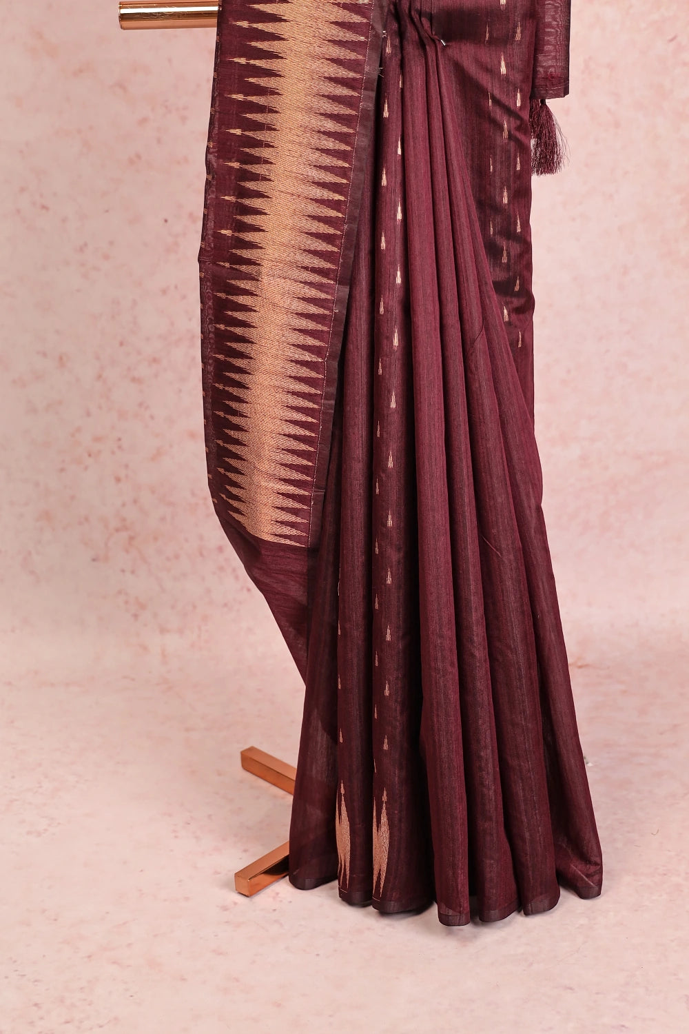 Dark Wine Semi Jute Saree
