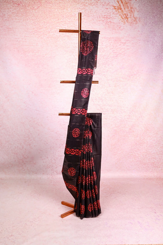 Dark Wine Semi Tussar Saree