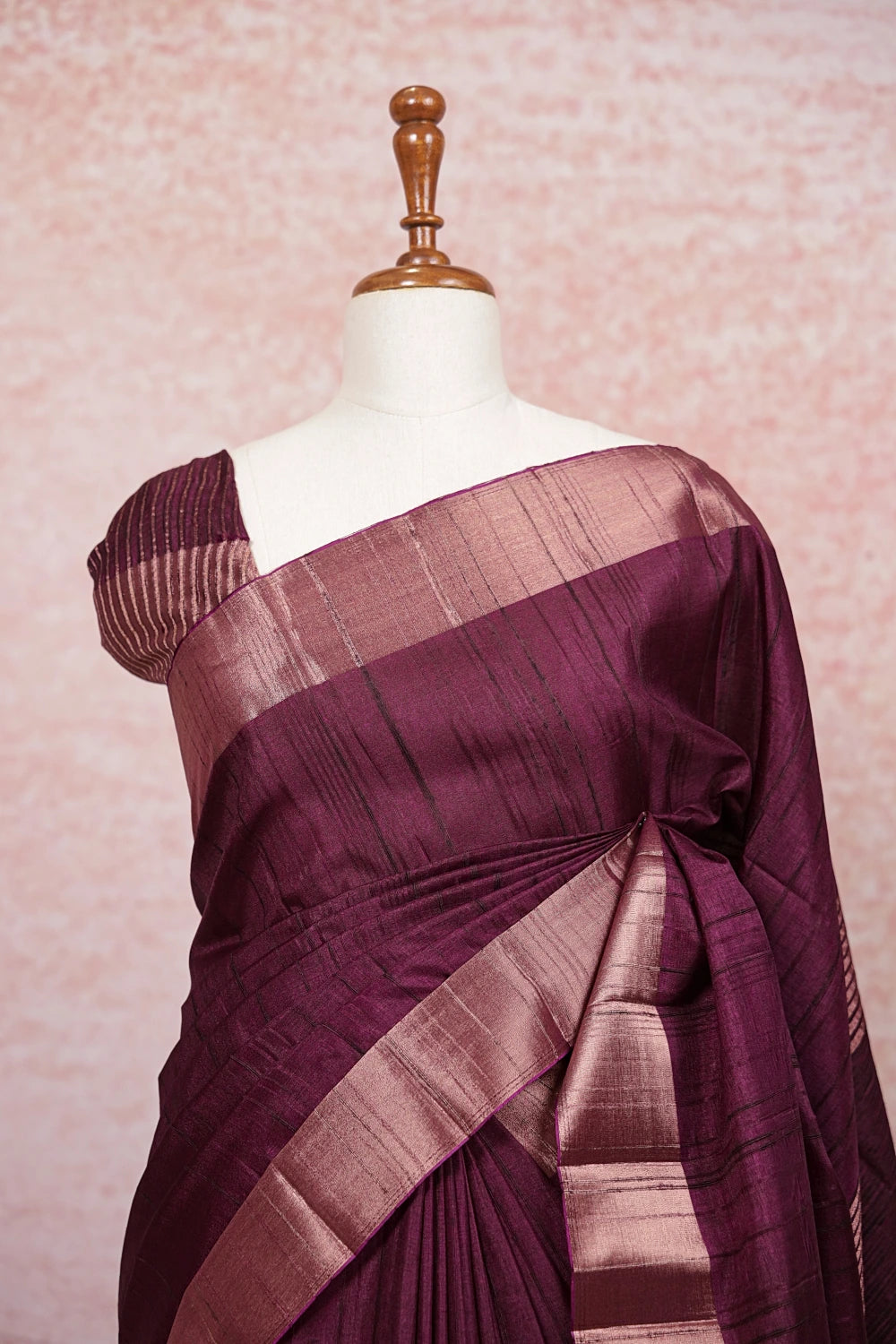 Dark Wine Semi Tussar Saree - Seematti