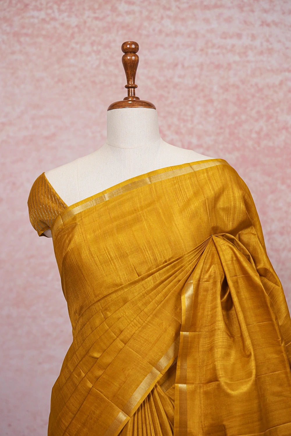 Dark Yellow Semi Tussar Saree - Seematti