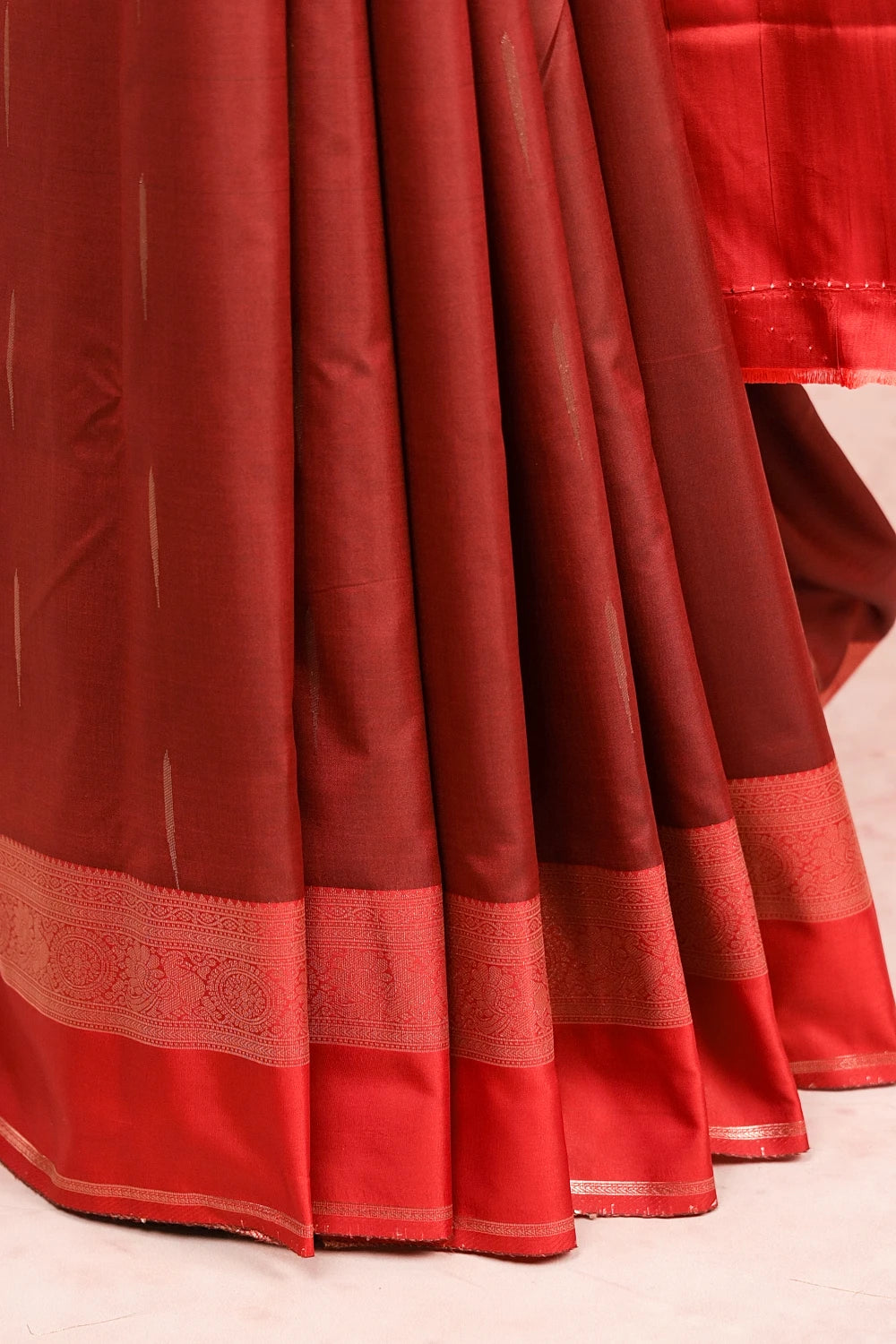 Deep Maroon Semi Kanchi Soft Silk Saree
