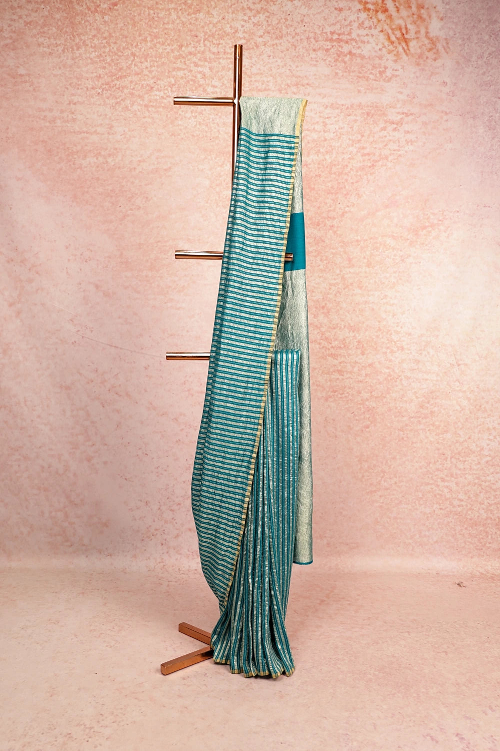 Drak Sky Blue Crepe Saree