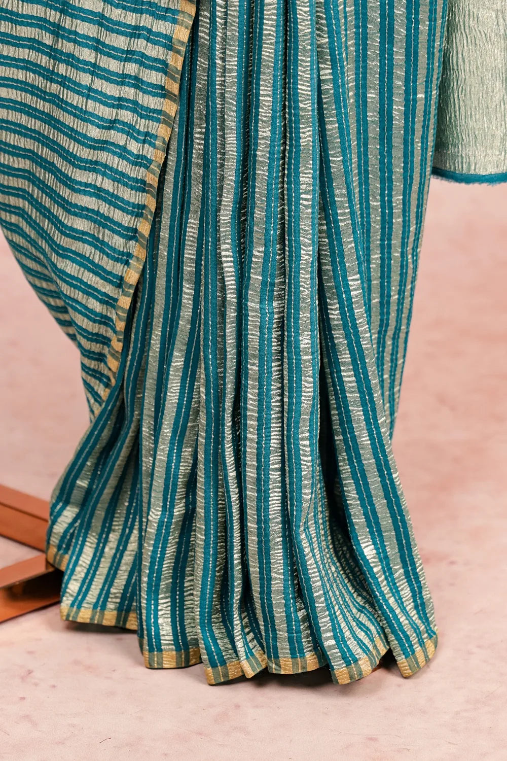 Drak Sky Blue Crepe Saree