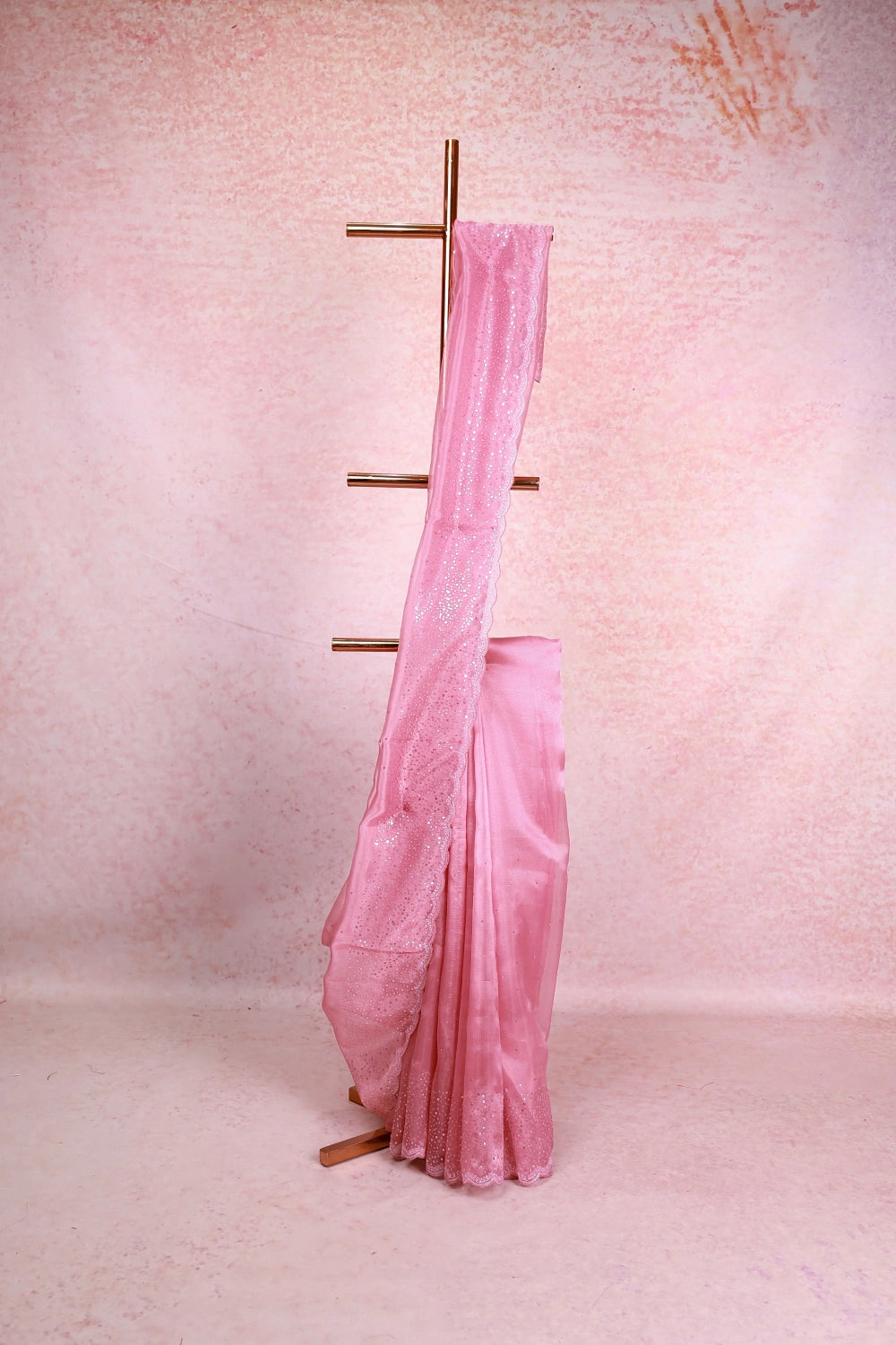 Dusty Pink Organza Saree