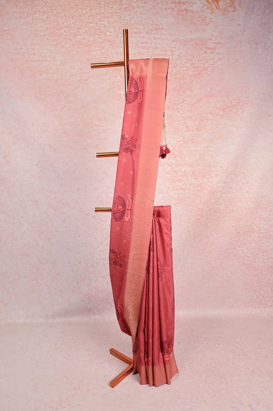 Dusty Rose Semi Soft Silk Saree - Seematti