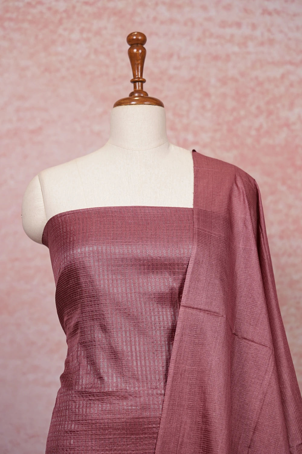 Dusty Rose Tussar Self Design Unstitched Churidhar Material - Seematti