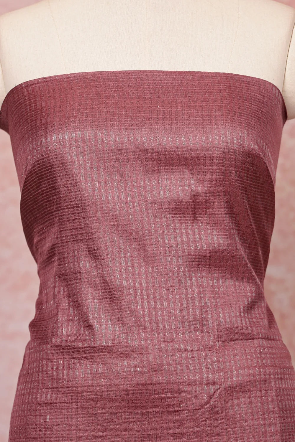 Dusty Rose Tussar Self Design Unstitched Churidhar Material - Seematti