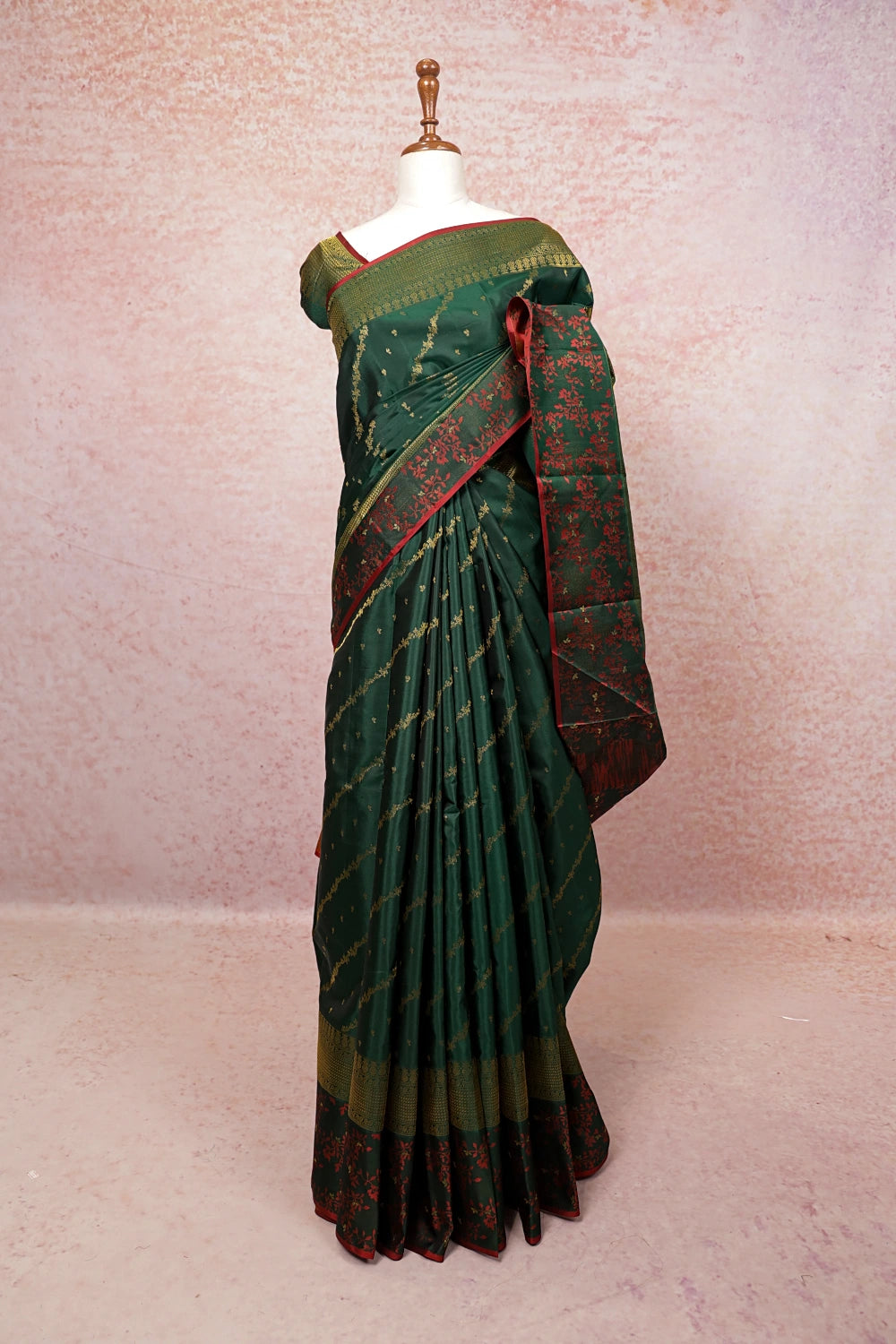 Forest Green Color Kancheepuram Silk Saree - Seematti