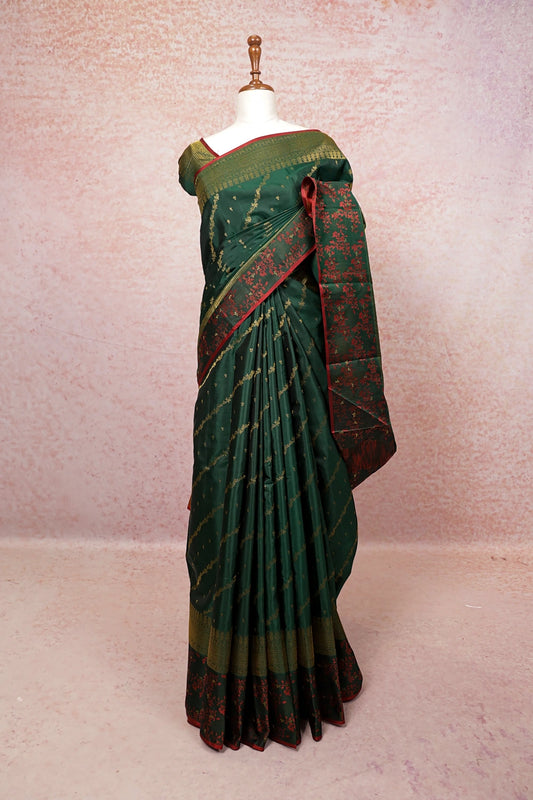 Forest Green Color Kancheepuram Silk Saree - Seematti