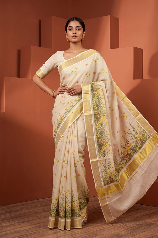 Golden Tissue Kerala Saree