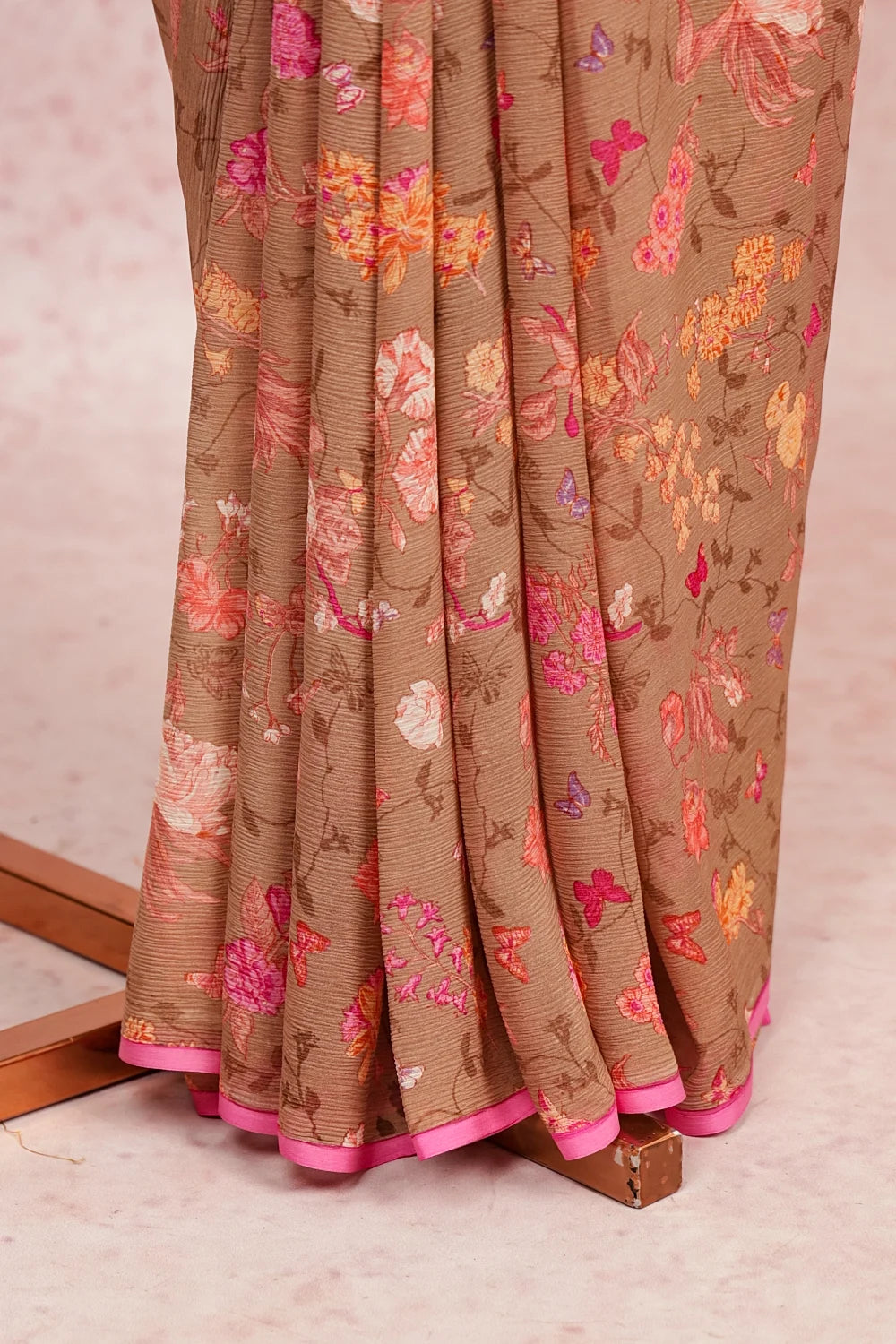 Ginger Colour Crepe Saree