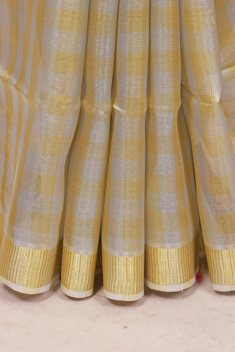 Gold And Silver Semi Tissue Organza Saree - Seematti