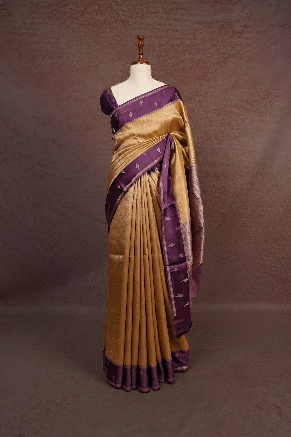 Gold Crepe Tissue Saree