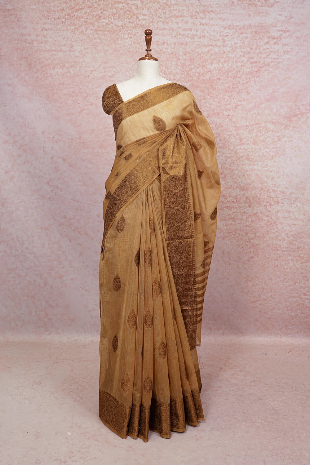 Gold Semi Jute Saree - Seematti