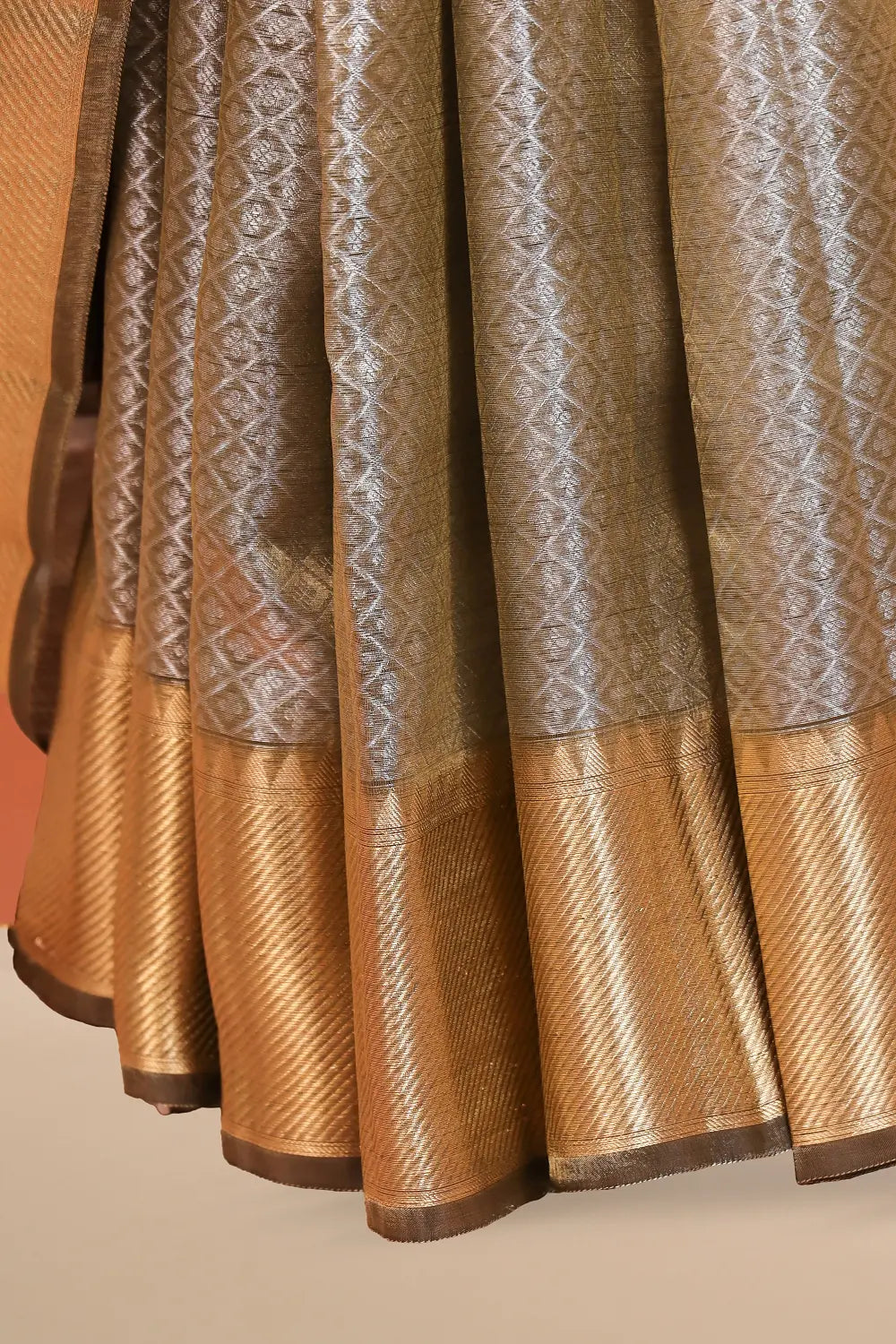 Gold Silver Semi Tissue Saree