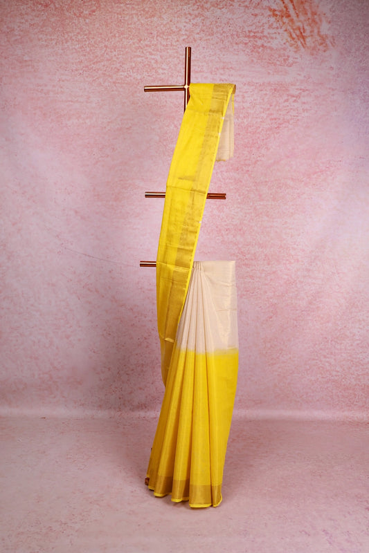 Golden And Yellow Tissue Kerala Saree