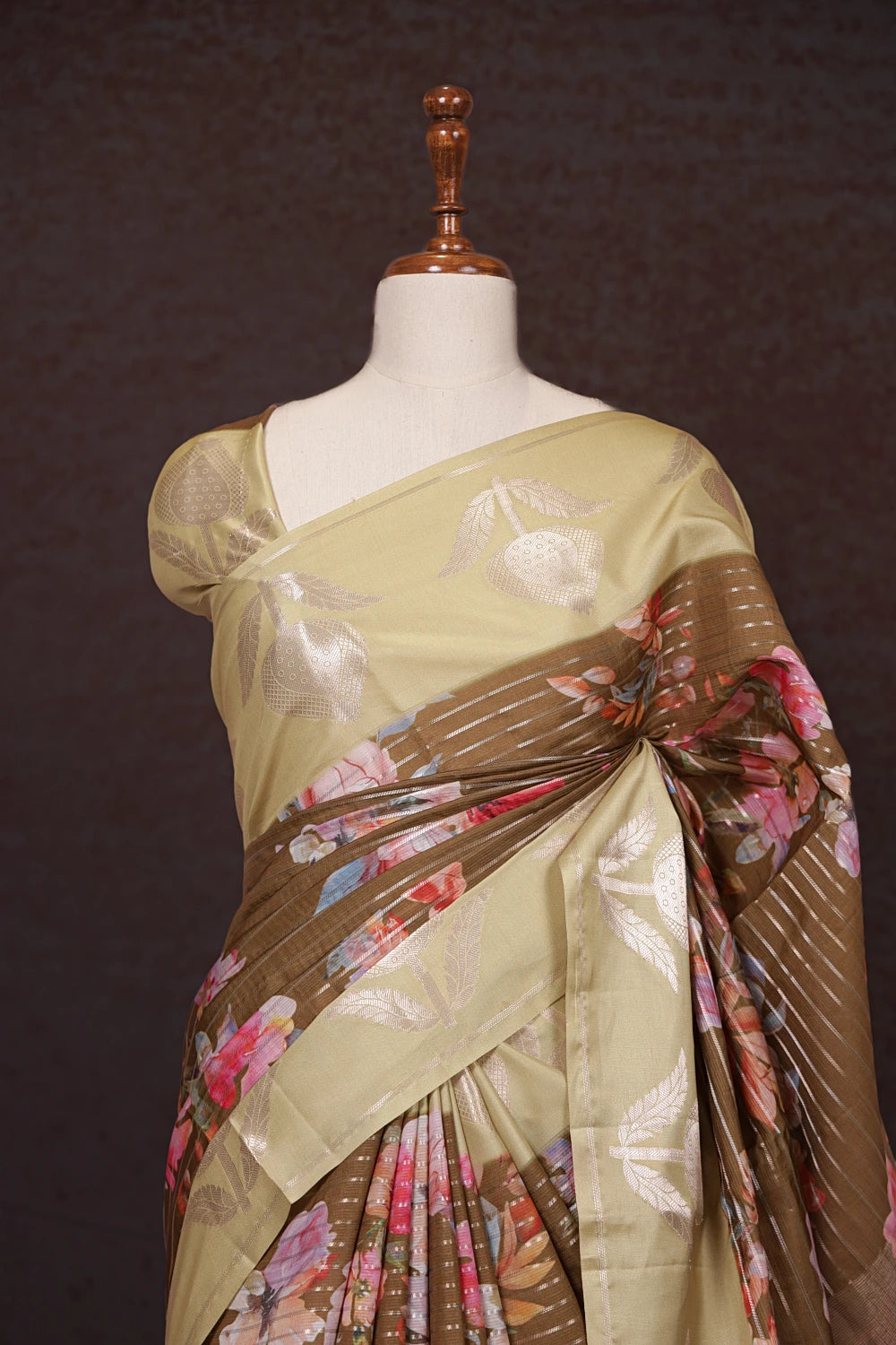 Golden Brown Semi Silk Saree - Seematti