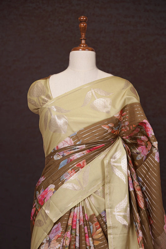 Golden Brown Semi Silk Saree - Seematti