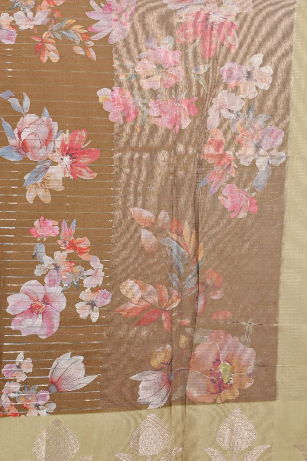 Golden Brown Semi Silk Saree - Seematti