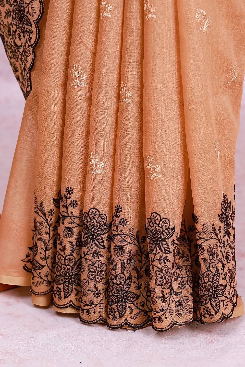 Golden Cream Semi Jute Saree