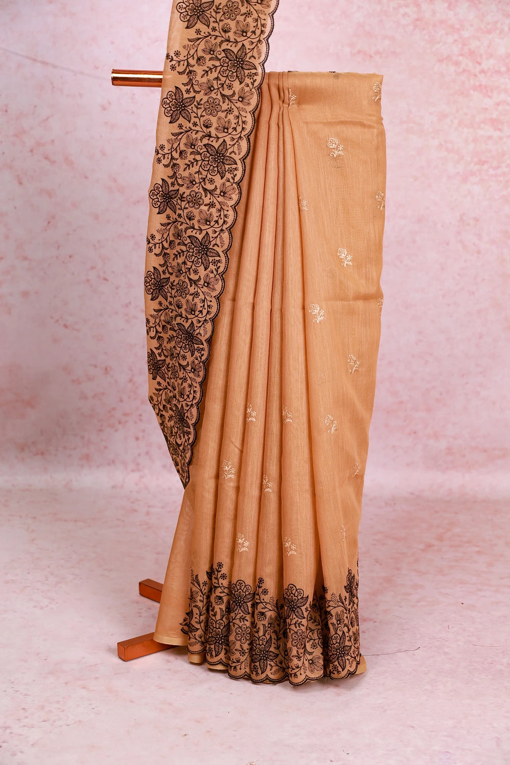 Golden Cream Semi Jute Saree