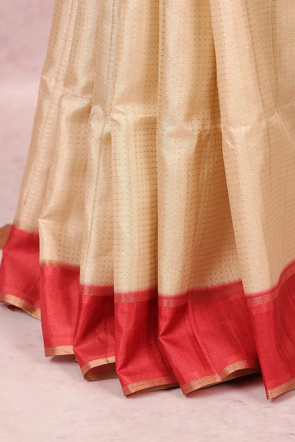 Golden Cream Semi Tussar Saree