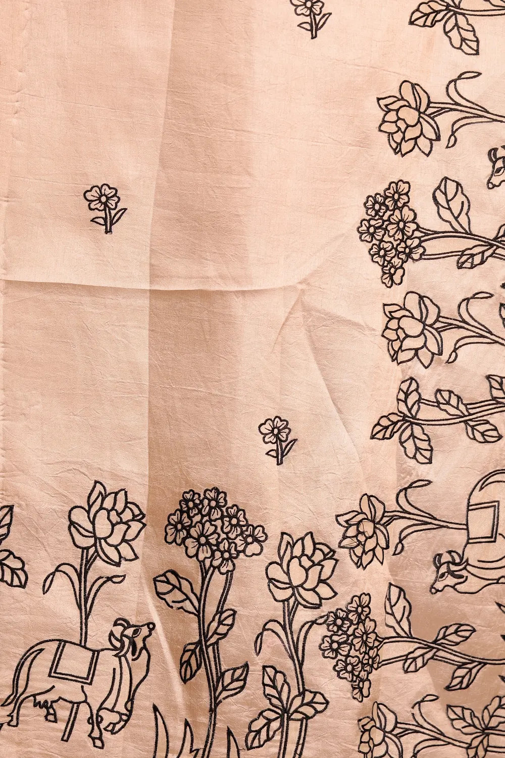 Golden Cream Tussar Tissue Saree