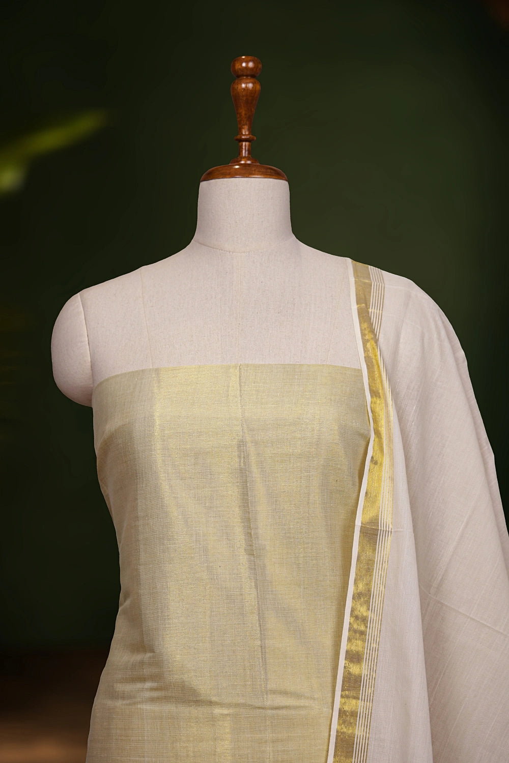 Golden Semi Tissue Plain Unstitched Churidhar Material