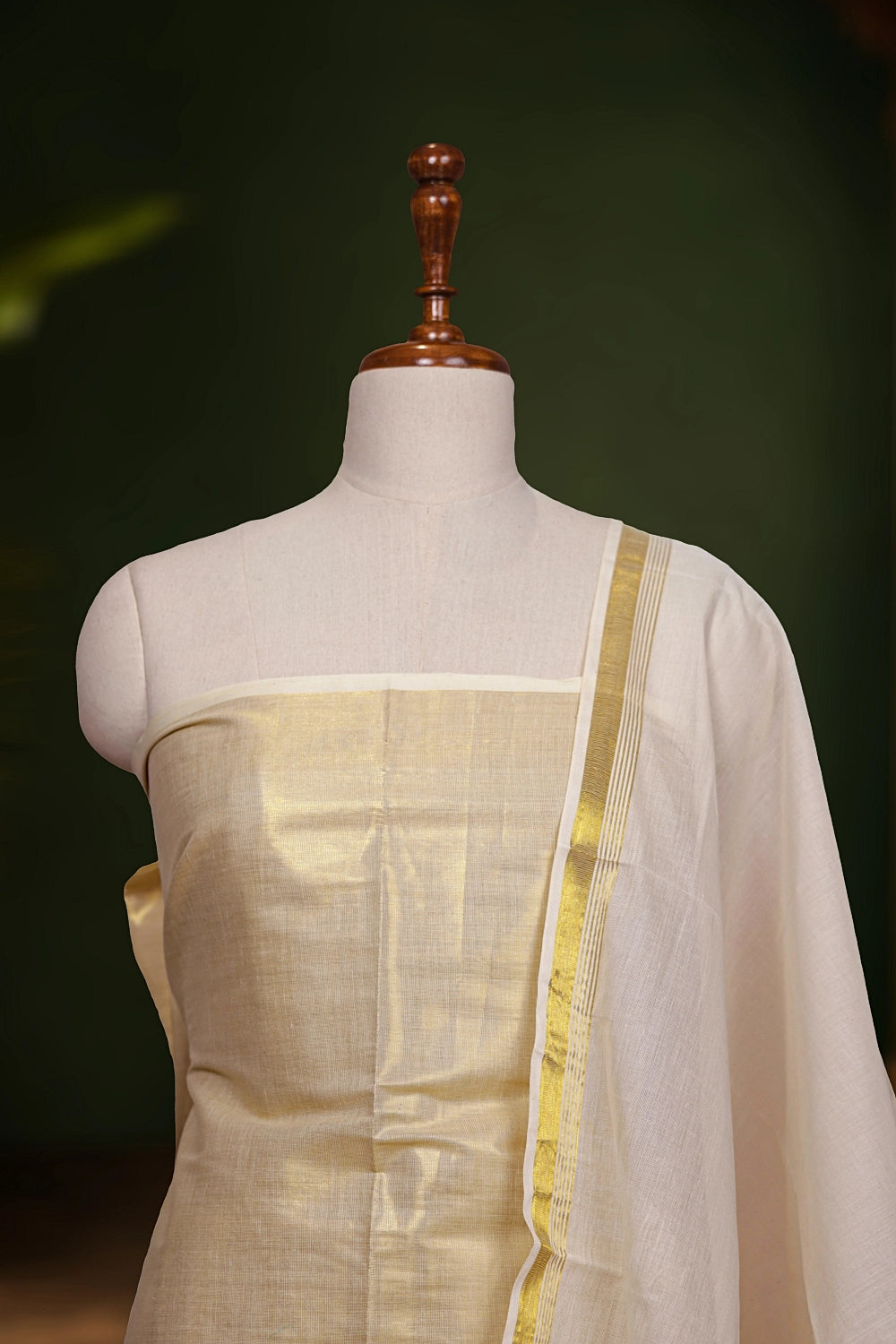 Golden Semi Tissue Unstitched Churidhar Material - Seematti