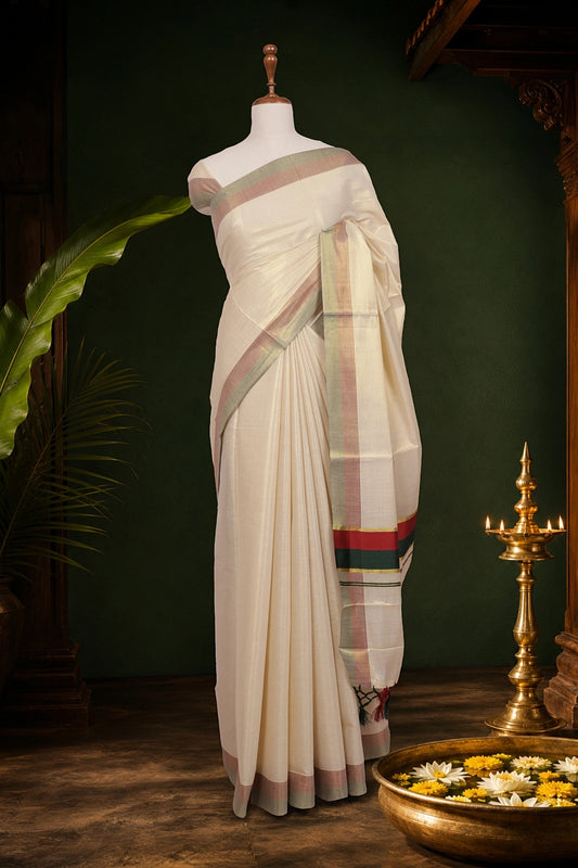 Golden Tissue Kerala Saree - Seematti