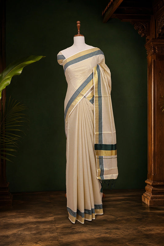 Golden Tissue Kerala Saree - Seematti
