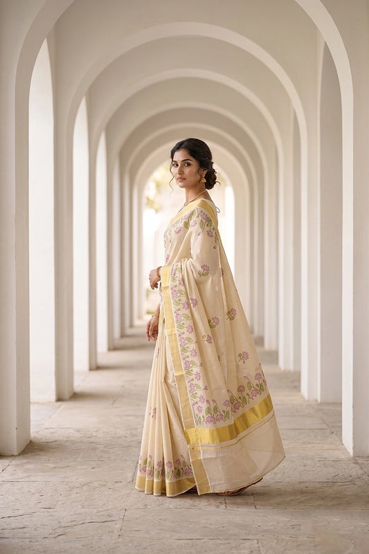 Golden Tissue Kerala Saree - Seematti