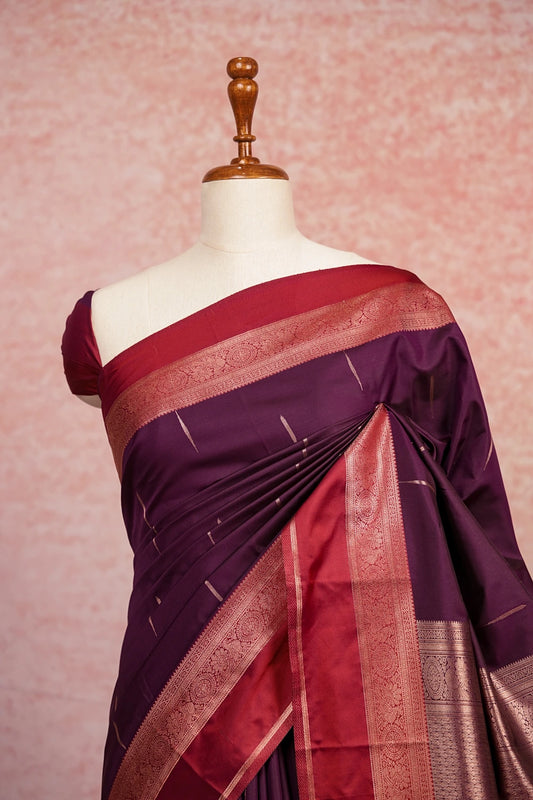 Grape Colour Semi Silk Saree