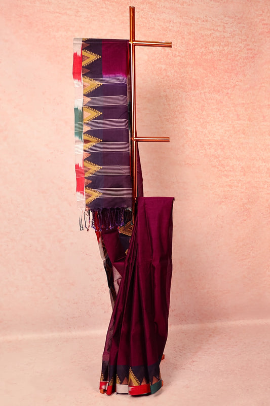 Grape Wine Cotton Saree